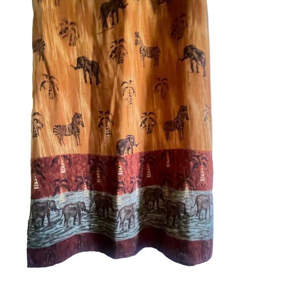Safari Print Jungle Maxi Dress with Elephants Zebras Palm Trees African Rust - Picture 6 of 9